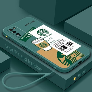 【สายคล้อง】เคสโทรศัพท์มือถือซิลิโคน ลาย Starbucks สําหรับ SAMSUNG Galaxy A42 A22 A21S A20S A10S A32 A31 A20 A30 A10 M10 4G 5G