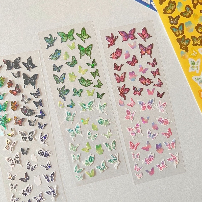 🌟Two-Tone Butterfly Sticker สติ๊กเกอร์ผีเสื้อ สติกเกอร์ตกแต่งน่ารัก แต่งการ์ด