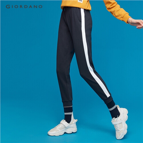 GIORDANO WOMEN Elastic waistband contrast joggers pants 05419099