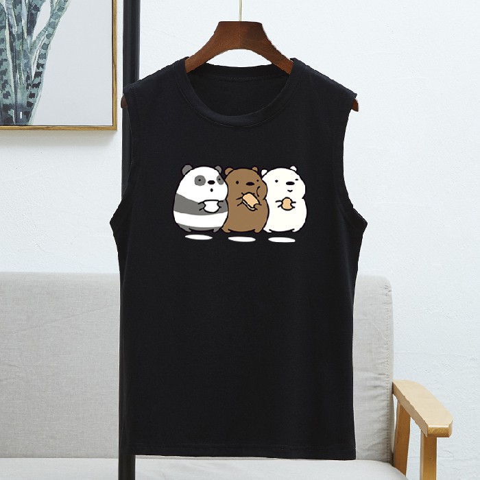 ฤดูร้อน รุ่นล่าสุด ลายหมีน้อยสามตัวยอดนิยม คอกลม เสื้อแขนกุด 8สี S~3XL