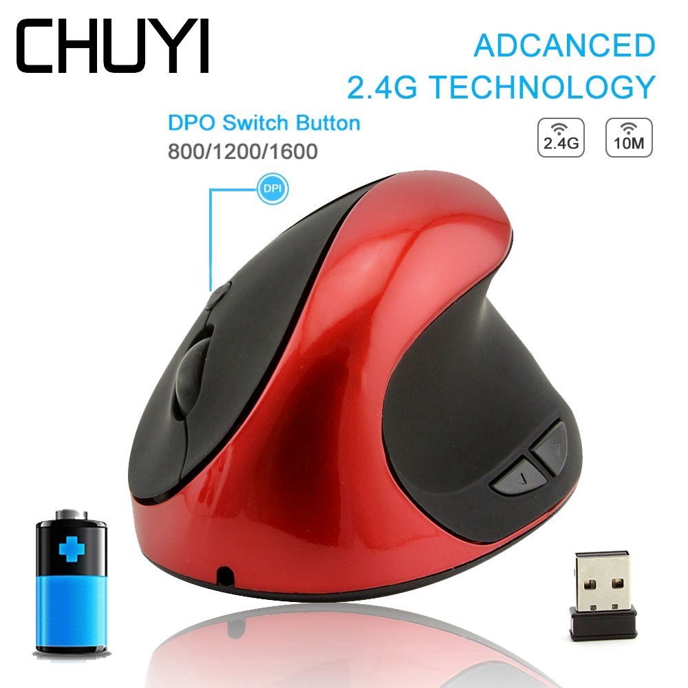CHUYI Wireless Rechargeable Vertical Mouse เมาส์แนวตั้งแบบชาร์จไร้สาย