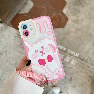 เคสโทรศัพท์มือถือ ลายการ์ตูนน่ารัก พร้อมสายคล้อง สําหรับ Apple Iphone 12promax 11 14plus 13 678plus xs xr