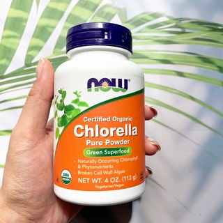 สาหร่ายคลอเรลล่าออแกนิคชนิดผง Certified USDA Organic Chlorella Powder 113g (Now Foods) ฟื้นฟูร่างกาย Green Superfood