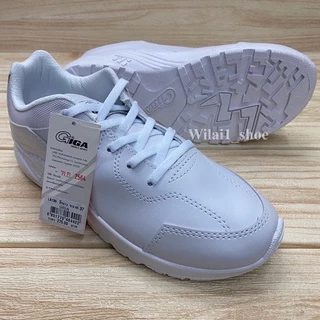 GiGa LA130 รองเท้าผ้าใบแบบหนัง ผูกเชือก (36-41) สีขาว hi hi
