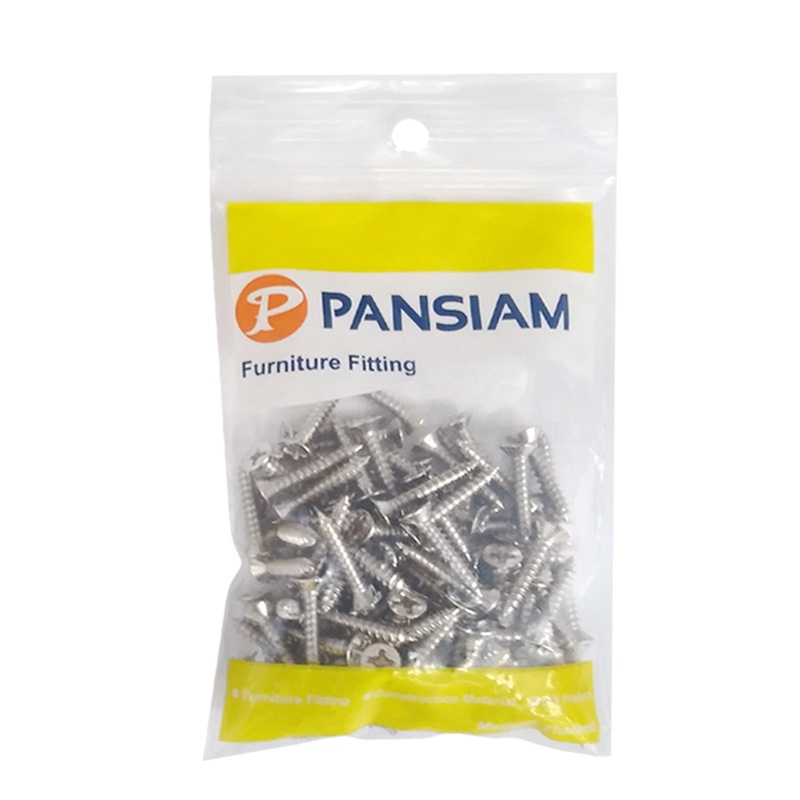 Chaixing Home  สกรูเกลียวปล่อยหัวเรียบ/Flat PAN SIAM รุ่น TF-610 ขนาด 6 x 1 นิ้ว (แพ็ค 100 ตัว) สีนิ