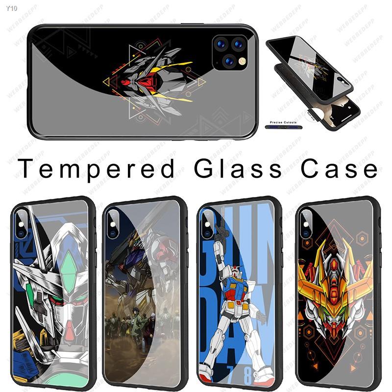 ins❖﹉iPhone 11 12 Mini Pro Max 12mini Tempered glass Case Gundam Anime