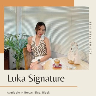 🌟 Luka Signature 🌟 เสื้อไหมพรมคล้องคอ เว้าหลัง ทรงคอปก กระดุมด้านหน้า