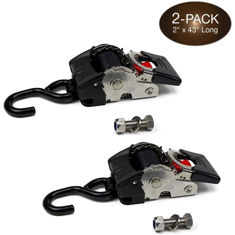 [พร้อมส่ง] สายรัด ออโต้ แสตนเลส ขนาด 2" และ 1" Retractable Ratchet Straps