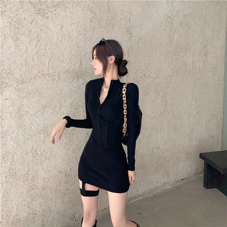 RINACLOTHING (พร้อมส่ง)ชุดเดรสคอเต่าสุดเซ็กซี่R2