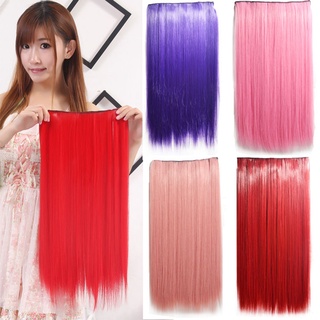 วิกผมยาวตรง สีแดง สีฟ้า 5 คลิป