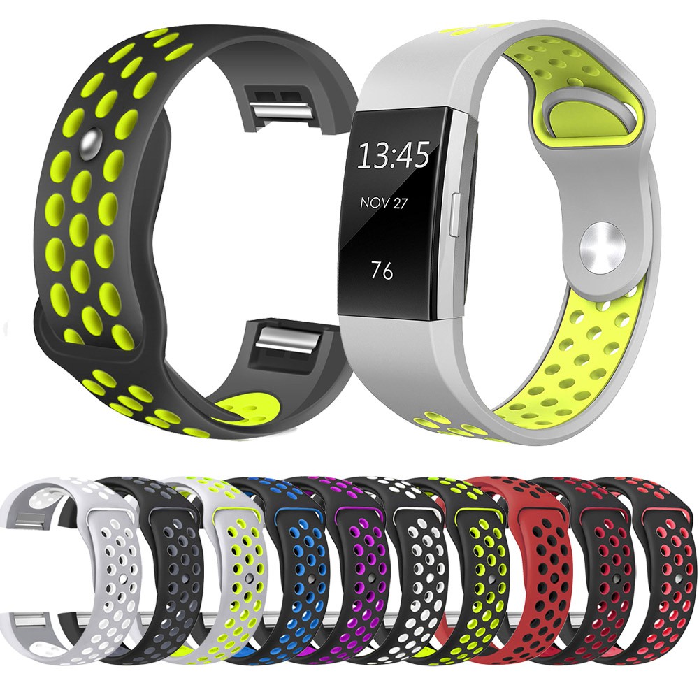 Fitbit Charge 2 Strap Sports Watch Band with Air Holes Silicone Breathable Tracker Straps (AONEE)