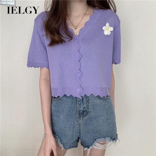 IELGY เสื้อคาร์ดิแกน ผ้าถัก ทรงหลวม สไตล์เกาหลี สําหรับผู้หญิง