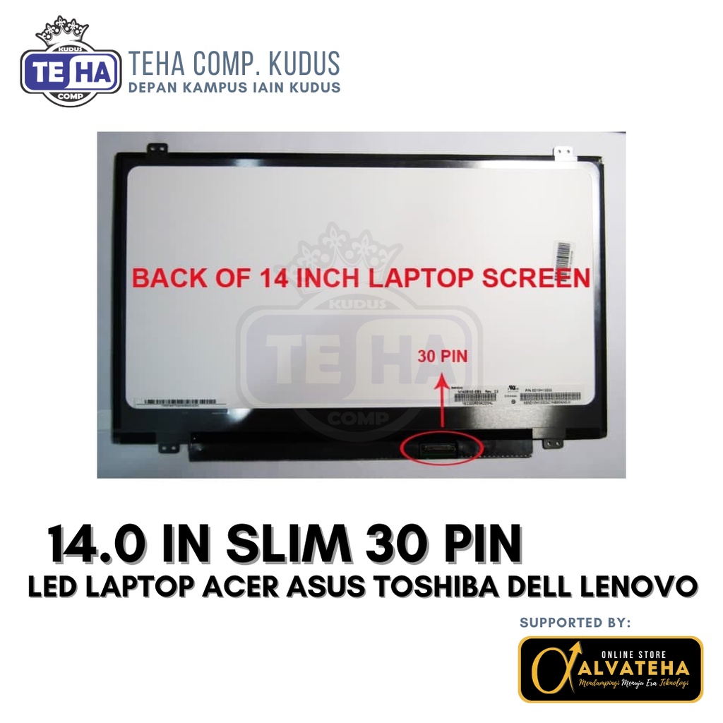 LAYAR LED แล็ปท็อป 14.0 นิ้ว Slim 30 Pin Acer Asus Toshiba Dell L3n0v0 SCREEN