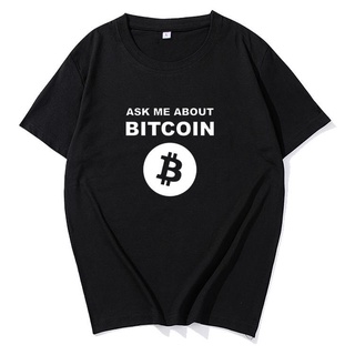 ผลิตภัณฑ์ใหม่👕เสื้อยืดคอกลม แขนสั้น ผ้าฝ้าย ทรงหลวม ลายสกุลเงิน BITCOIN สําหรับผู้ชาย และผู้หญิง