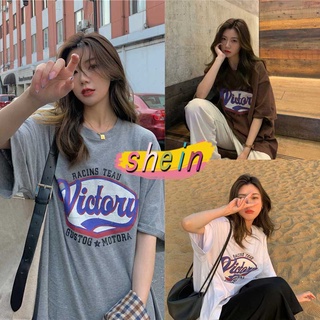 Shein🔥 เสื้อยืด เสื้อโอเวอร์ไซส์  เสื้อยืดตัวใหญ่สไตล์เกาหลีน่ารัก ใส่สบาย  เสื้อผ้าสาวอวบ2305