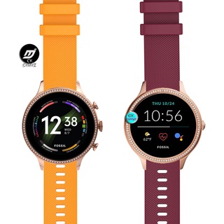 Fossil Gen 6 5E 42 มม. ผู้หญิง สายสมาร์ทวอทช์ Fossil Gen 6 5E 42 มม. สายซิลิโคน Fossil Q Venture Gen 4 สายนาฬิกา สายรัดข้อมือกีฬา