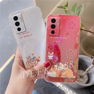 เคสโทรศัพท์ VIVO V23E New Case Cute Cartoon Bear Colorful Cherry Blossoms Back Cover เคส VIVOV23E V23 E Silicone Casing