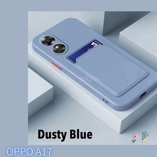 เคสโทรศัพท์มือถือ ซิลิโคนนิ่ม ทรงสี่เหลี่ยม พร้อมช่องใส่บัตร สําหรับ OPPO A17 A17K A17 K