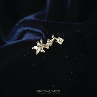 Diamond Star Premium Import Silver Ear cuff ต่างหู ตุ้มหู หนีบ สีเงิน เพชร ดาว เกรดพรีเมียม นำเข้า