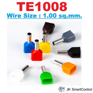 TE1008 หางปลาเข็มคู่ คอร์ดเอ็นแบบคู่ ขนาด 1.00 ตร.มม. ทองแดง/ทองเหลือง (Twin CordEnd Size : 1.00sq.mm. Copper/Brass)