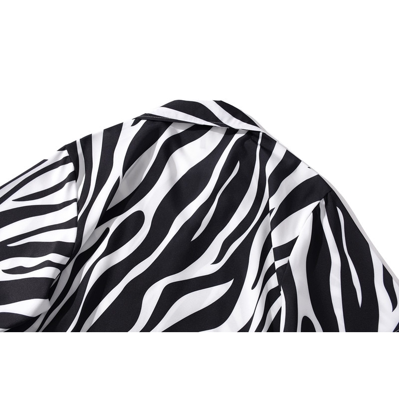 🔥11.11 Hot🔥เสื้อเชิ้ตแขนสั้น พิมพ์ลายม้าลาย สไตล์วินเทจ สําหรับผู้ชาย