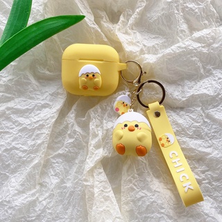 ใหม่ เคสป้องกันหูฟัง ลายไก่สีเหลือง พร้อมจี้ สําหรับ Airpods 3gen 2021 3 2gen