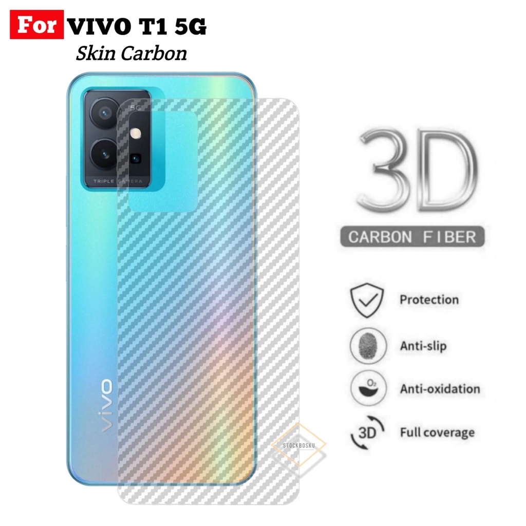 Vivo T1 5G Carbon Skin Transparent Back Skin Sticker โทรศัพท์มือถือ Back Protector