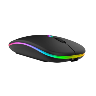 RGB Wireless Mouse Rechargeable 2.4Ghz | 2.4Ghz + Bluetooth 5.1 เม้าส์ไร้สาย ไร้เสียง แบตในตัว ชาร์จไฟได้ พร้อมไฟสวยงาม