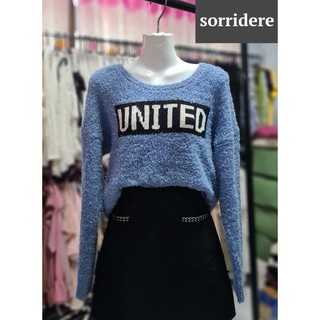 เสื้อสเวตเตอร์ขน เสื้อขนปุยฟรุ้งฟริ้ง สีฟ้า ป้าย sorridere