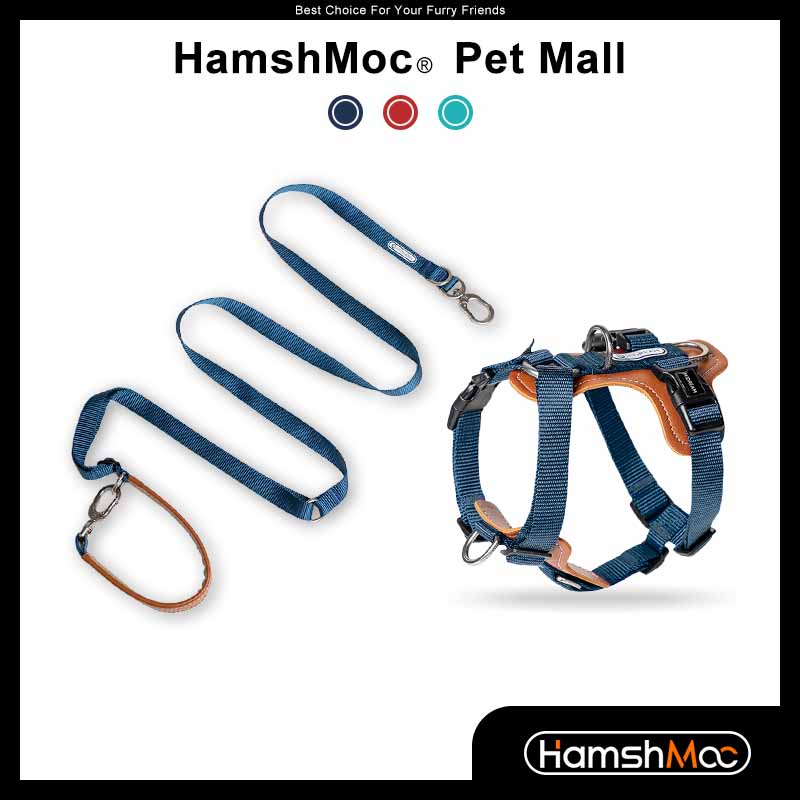 HamshMoc ไม่มีดึงสายรัดสุนัขและชุดสายจูงปรับเสื้อกั๊กสัตว์เลี้ยงมัลติฟังก์ชั่นแฮนด์ฟรีสุนัขตะกั่วสําหรับสุนัขขนาดกลางขนาดเล็ก