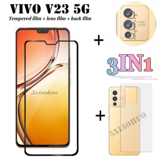 (3 In 1) Vivo V23 5G ฟิล์มกระจกนิรภัยกันรอยหน้าจอ และเลนส์กล้องหลัง สําหรับ Vivo V23 5G Vivo V23E V21 V20