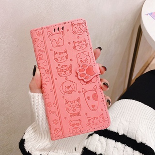 เคสโทรศัพท์หนัง ฝาพับ กันกระแทก ลายแมว สุนัขน่ารัก พร้อมช่องใส่บัตร สําหรับ Motorola Moto G82 G73 G72 G71 G71S G62 G53 G52 5G