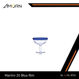 JJGLASS - ( AMORN )  Martini 20 Blue Rim - แก้วขา แก้วแฮนด์เมท