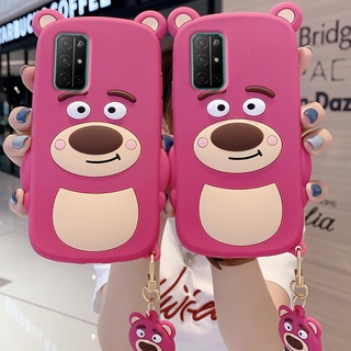 การ์ตูนหมี Xiaomi Poco F3 F2Pro Redmi Note10 Pro 5G เคสโทรศัพท์ Soft TPU Case เคสป้องกัน เคสซิลิโคนการ์ตูน Cartoon Cute Strawberry Bear Silicone Cover พร้อมจี้