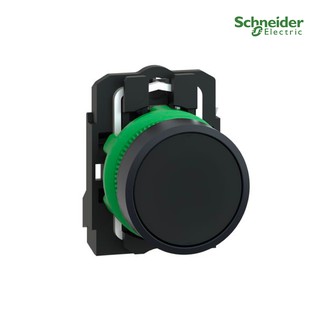 Schneider Electric - Push button switch,สวิตช์ปุ่มกดหัวเรียบ - กดเด้งกลับ  สีดำ, 1NO_ XB5AA21ที่ร้าน PlugOn