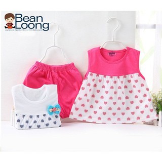 ชุดเด็กผู้หญิง Bean Loong สีขาว/สีชมพู อายุ 6 เดือน 4 ปี# 6332F