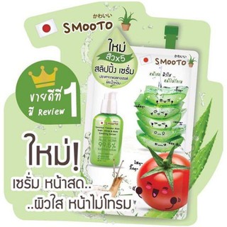 💥(ยกกล่อง)6ซอง Smooto Tomato Aloe Snail White &amp; Acne Sleeping Serum (สมูทโตะโทเมโท อโล สเนล ไวท์ &amp; แอคเน่ สลิป