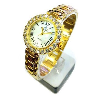 Royal Crown นาฬิกาข้อมือผู้หญิง ชุบทองอย่างดี ประดับเพชร cz สวยงาม รุ่น 6305-SSL (Gold)