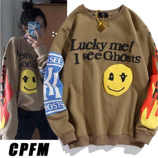 แฟชั่นเสื้อกันหนาวคอกลมแขนยาวผ้าฝ้ายพิมพ์ลายคลาสสิก Cpfm