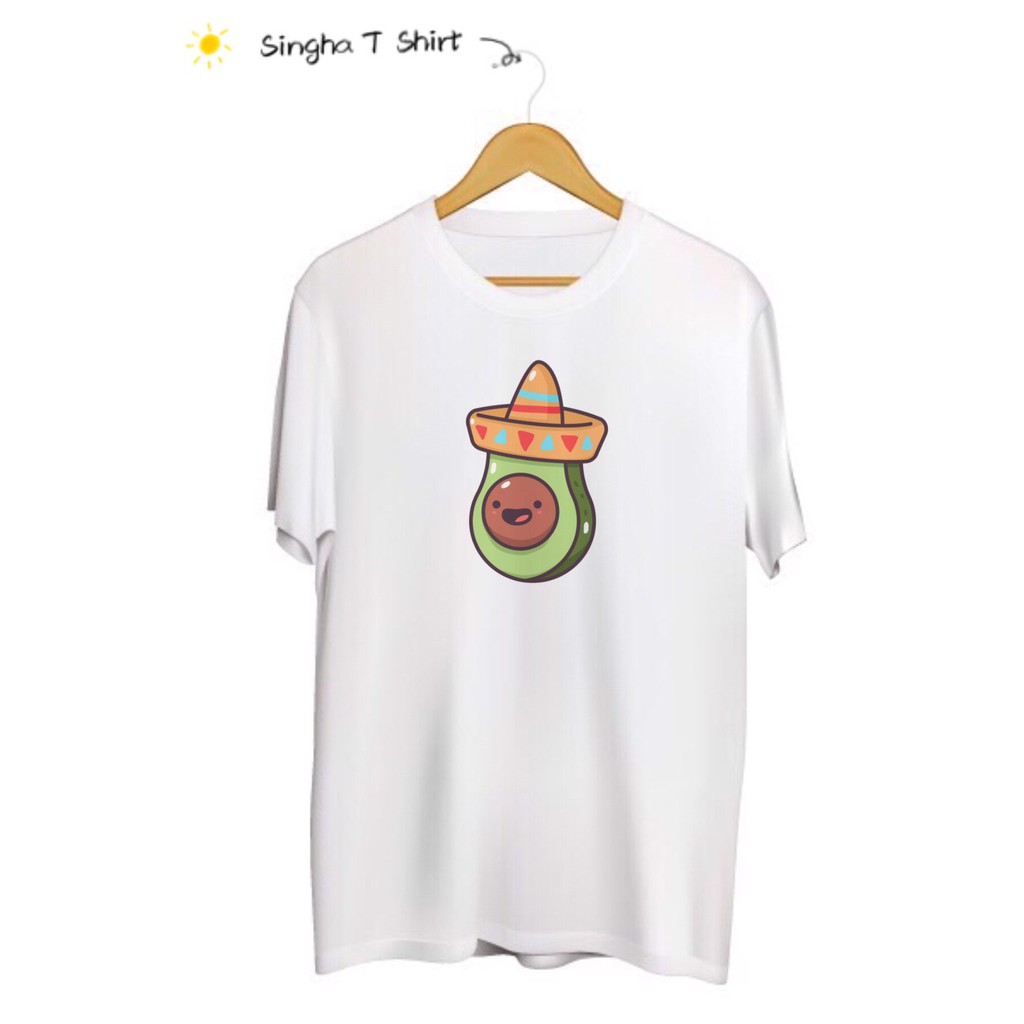 SINGHA T-Shirt เสื้อยืดกสรีนลาย Cute Avocado