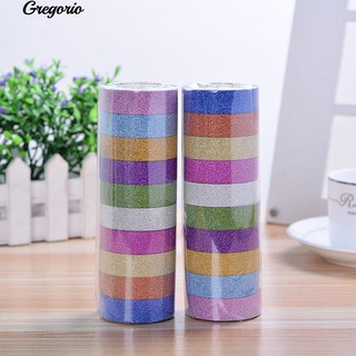 Gregorio 10 ชิ้น Washi Paper Adhesive Tape แผ่นรองเขียน DIY Craft Stickers อัลบัม 1.5cmx3m