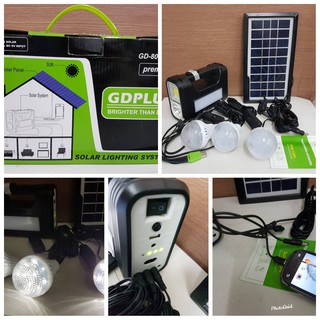 SOLAR LIGHTING SYSTEM GDPLUS รุ่น GD-8017/GD-7 ชาร์จไฟด้วยไฟบ้าน/USB หรือพลังงานแสงอาทิตย์ ผ่านแผงโซลาร์เซลล์