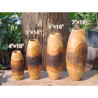 แจกัน แจกันไม้ ไม้มะม่วง Mango wood vase