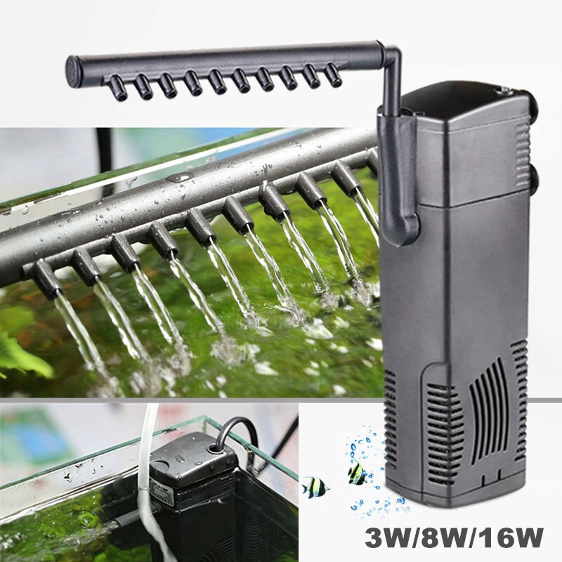 220v Aquarium กรอง Submersible ภายในสําหรับถังปลาสเปรย์น้ํา Flow Power Filter ปั๊ม 3 W/8 W/16 W