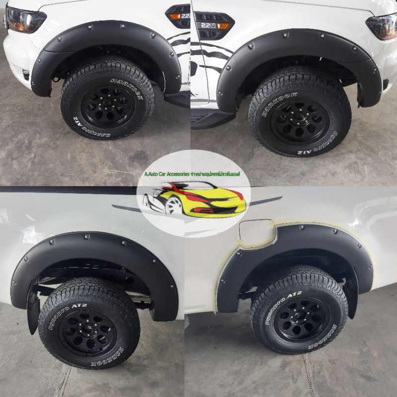 คิ้วล้อ Ford Ranger สีดำด้าน ขนาด 6 นิ้วมีหมุด มีทั้ง ตอนเดียวแคปและ 4 ประตู ใส่ปี 2015-2017 และปี 2018-2021