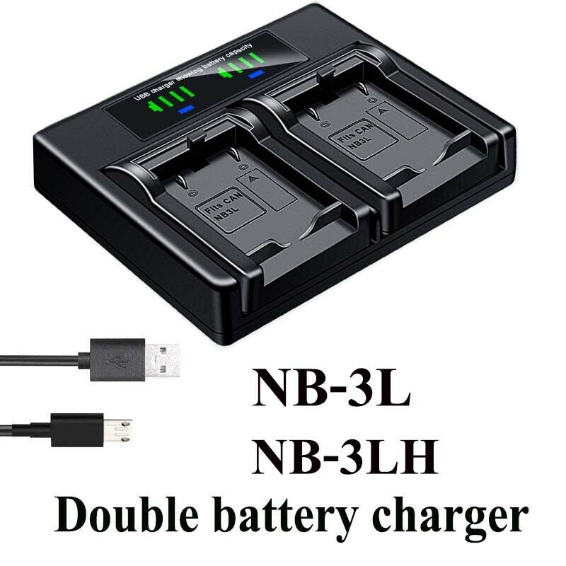 เครื่องชาร์จแบตเตอรี่คู่สําหรับ CANON NB-3L Digital IXUS 700 750 i i5 II IIs i7 IXY 30