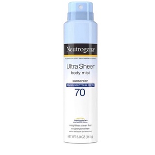 สเปรย์ Neutrogena Ultra Sheer Body Mist Sunscreen Spray Broad Spectrum SPF70 141g.