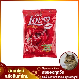 ลูกอม กลิ่นสตรอว์เบอร์รี่ (แพ็ค100เม็ด) OLE candy โอเล่ ลูกอมรูปหัวใจ