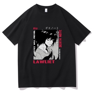 เสื้อยืดผ้าฝ้าย เสื้อยืดลําลอง แขนสั้น คอกลม พิมพ์ลายอนิเมะ Death Note L Kira Ryuk ทรงหลวม สไตล์ญี่ปุ่น สําหรับผู้ชาย ID