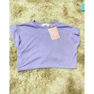 เสื้อครอปสีม่วงอ่อน มีรองไหล่ free size  ป้ายห่อย Takeallshop